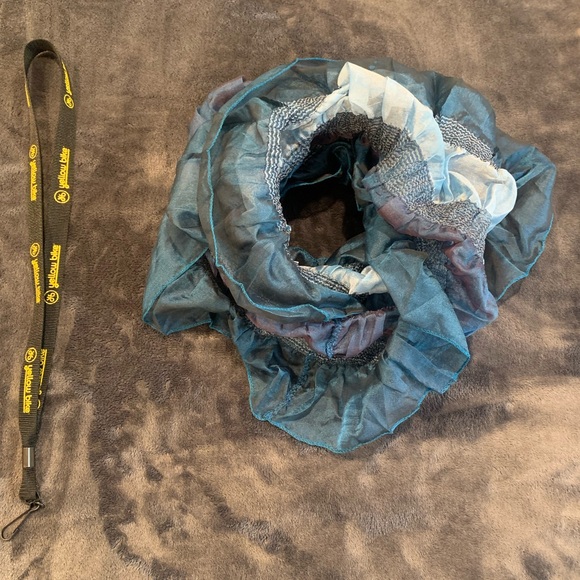 Infinity Loop Scarf Wrap Up Blue Turquoise Tone Ruffle - Picture 3 of 9